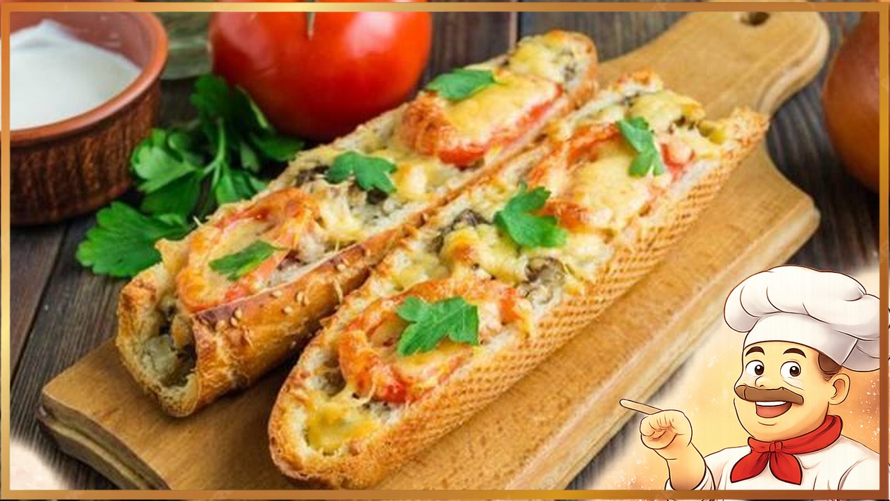 Фаршированный багет с курицей и сыром