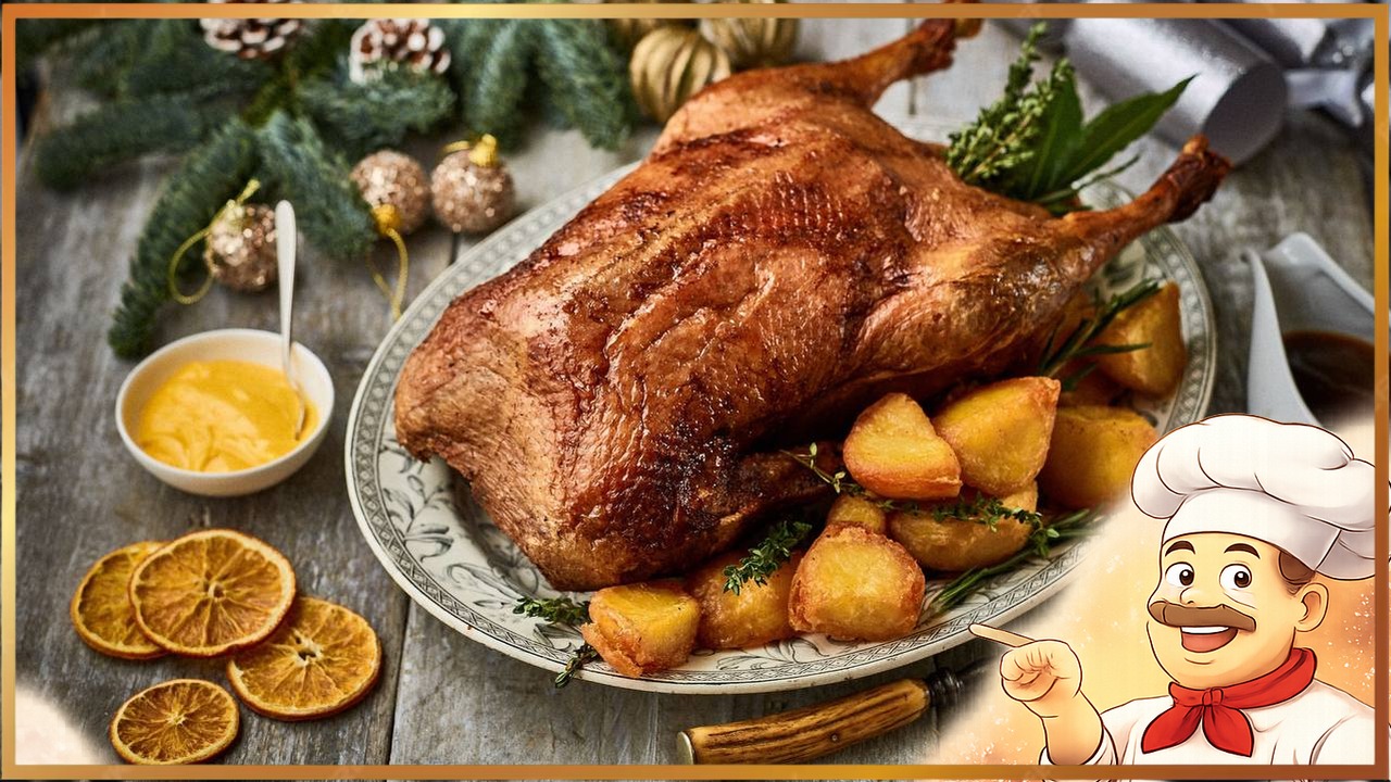 Запеченный гусь в апельсиновой глазури