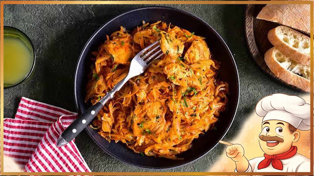 Тушёная капуста с индейкой