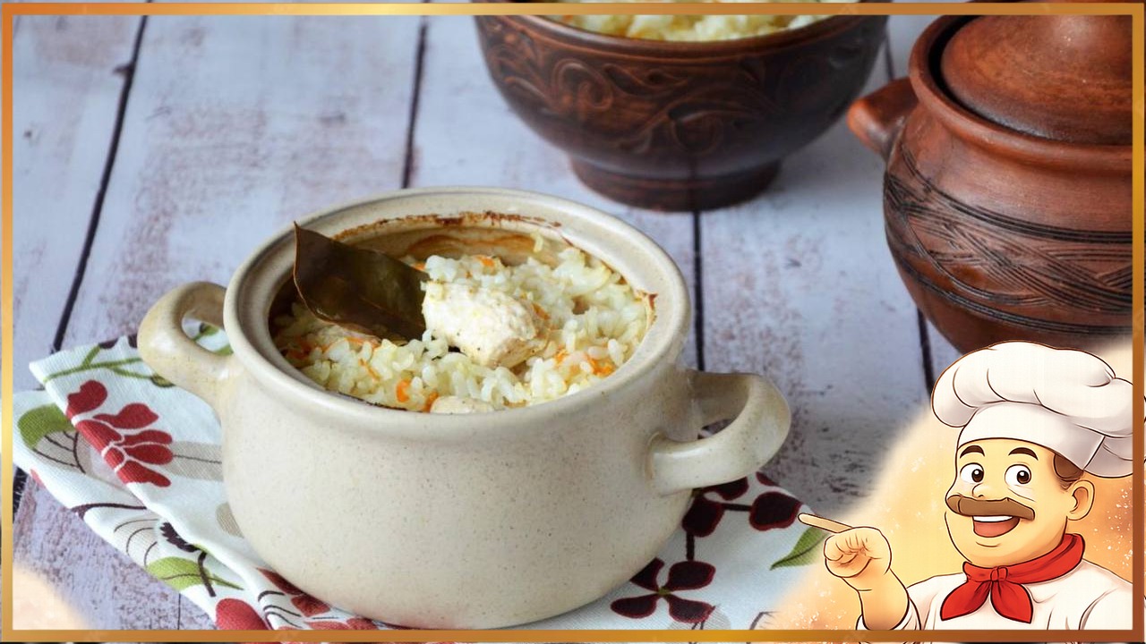 Курица с рисом и овощами в горшочках