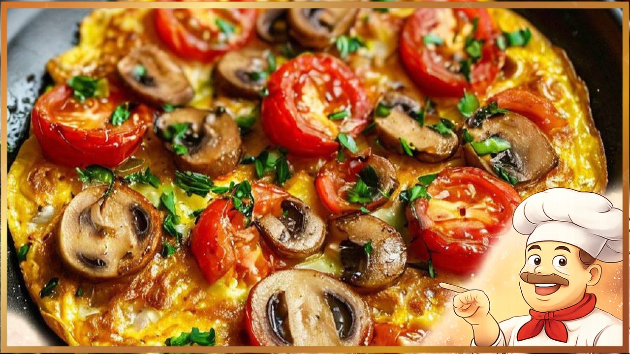 Омлет с помидорами и грибами