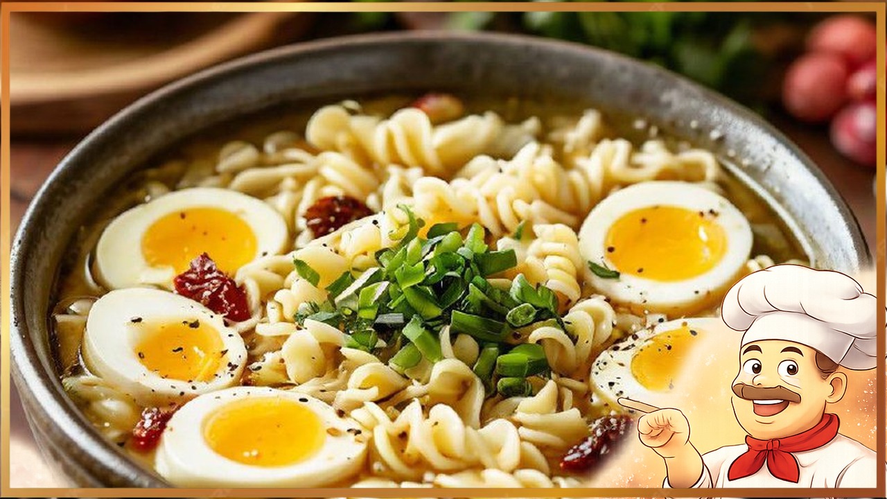 Куриный суп с лапшой и яйцом