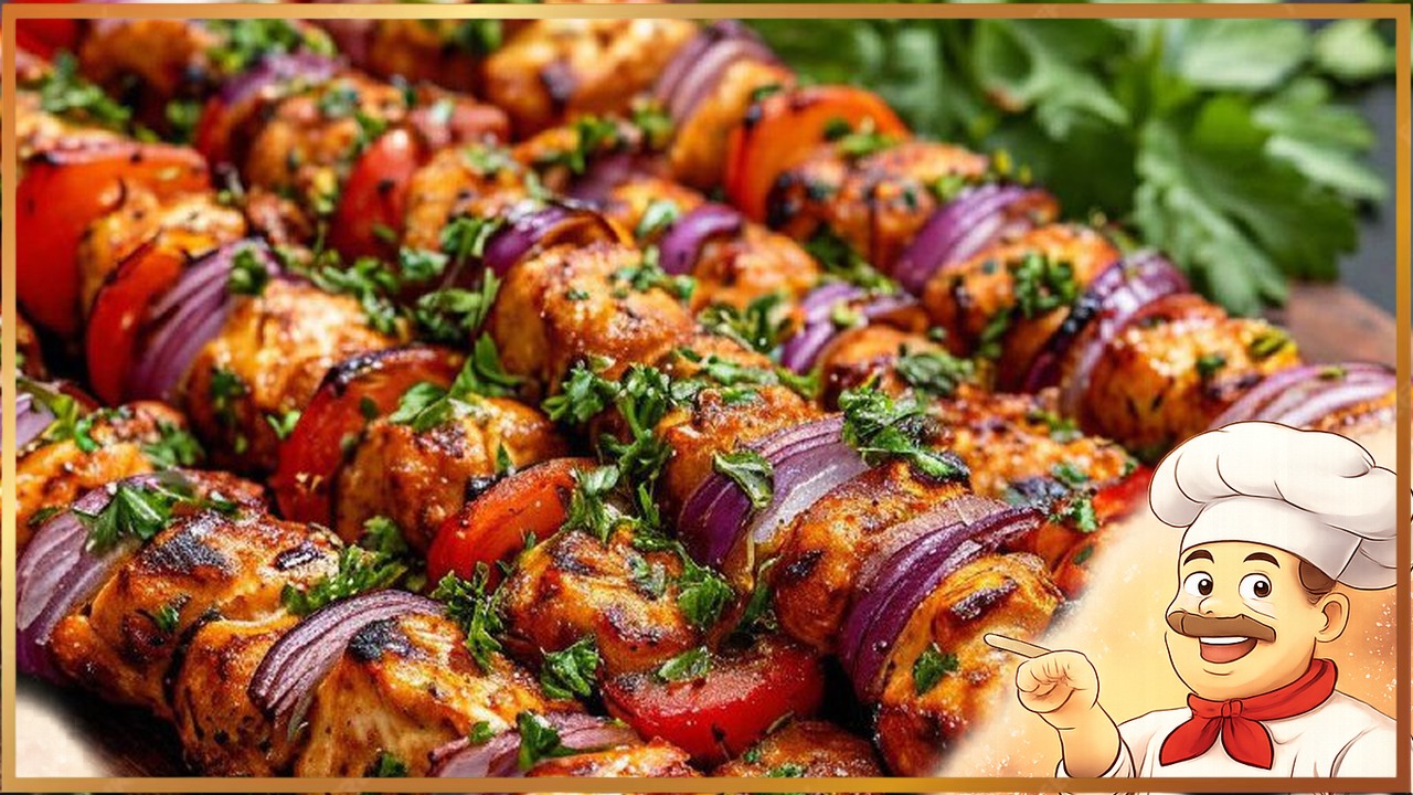 Шашлык из курицы в томатном маринаде