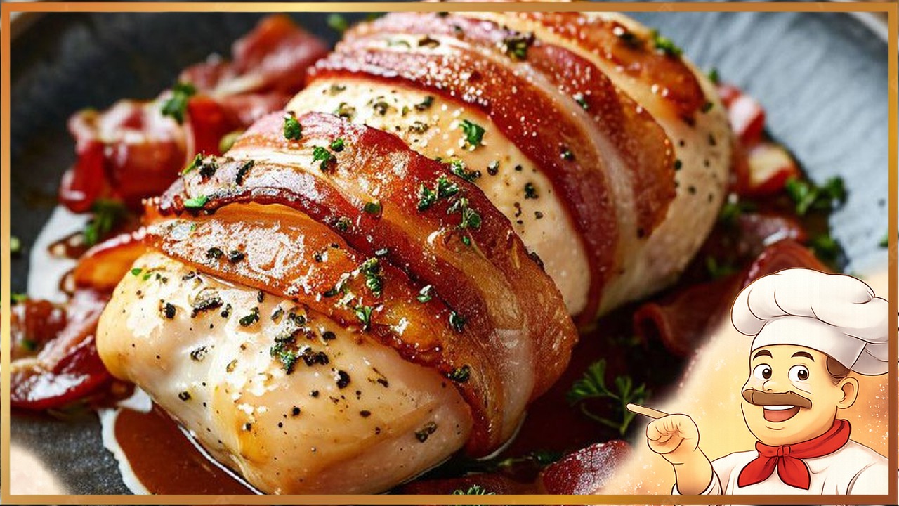 Сладкие куриные грудки в беконе