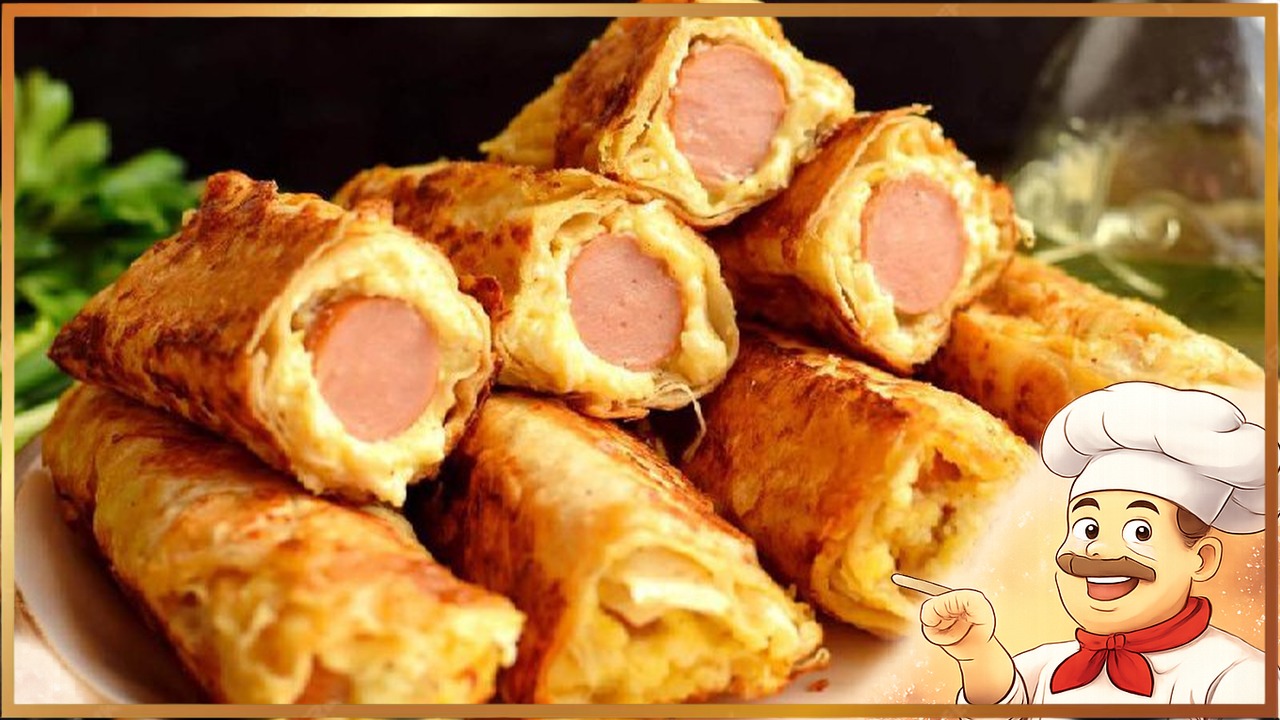 Сосиски в лаваше с яичной начинкой