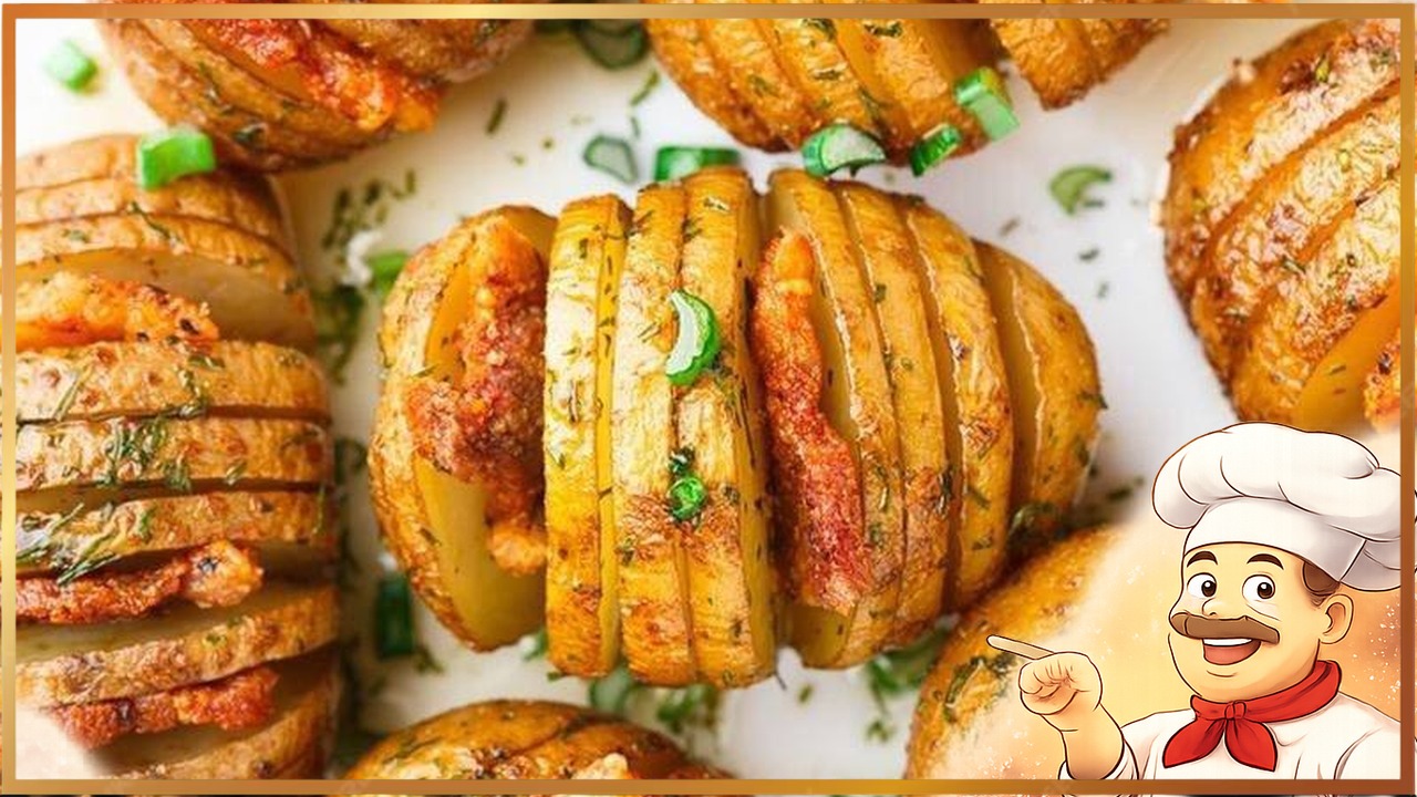 Печеная картошка-гармошка с беконом