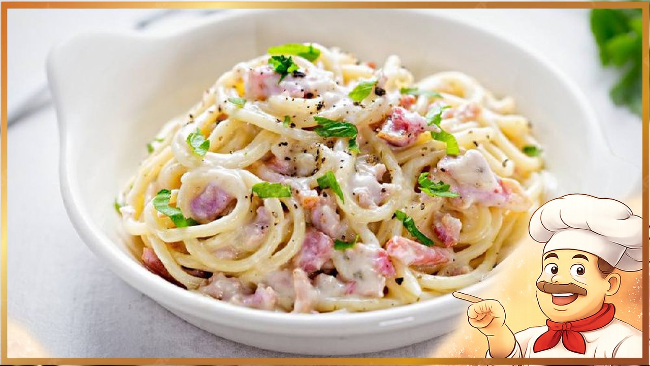 Паста карбонара с ветчиной