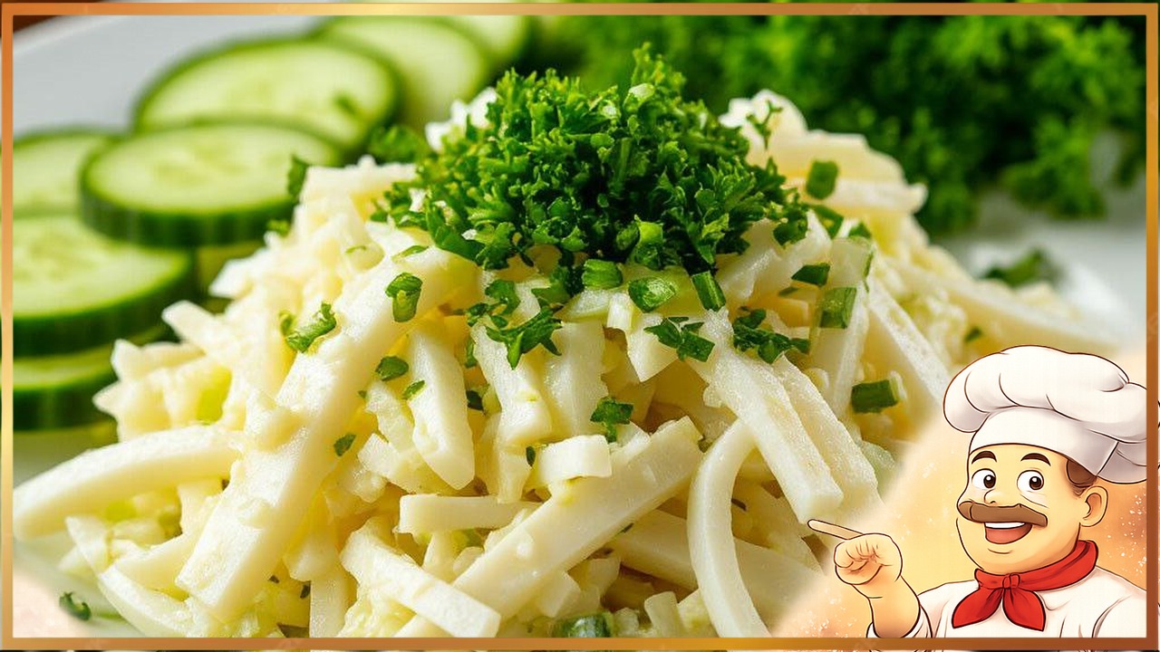 Салат с кальмарами и капустой