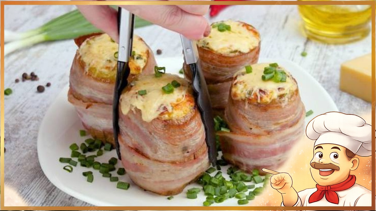 Картошка с чесноком в беконе