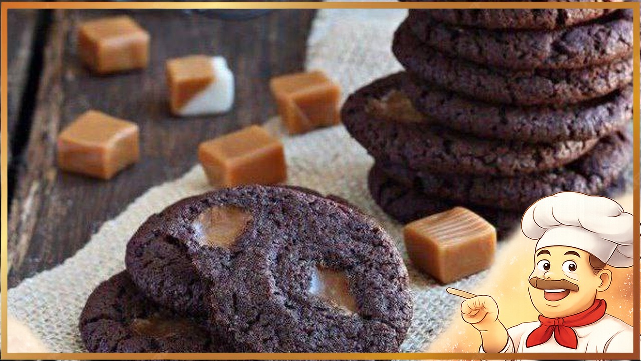 Шоколадное печенье с карамелью