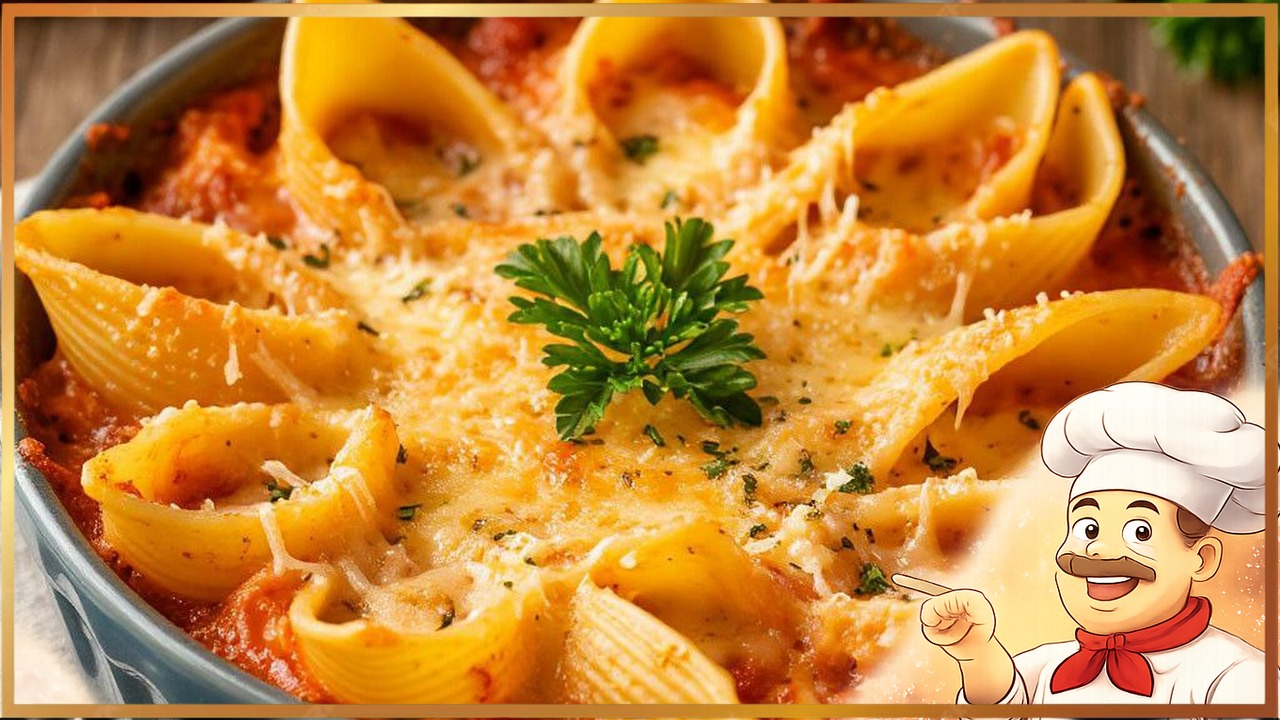 Ракушки с ветчиной и сыром