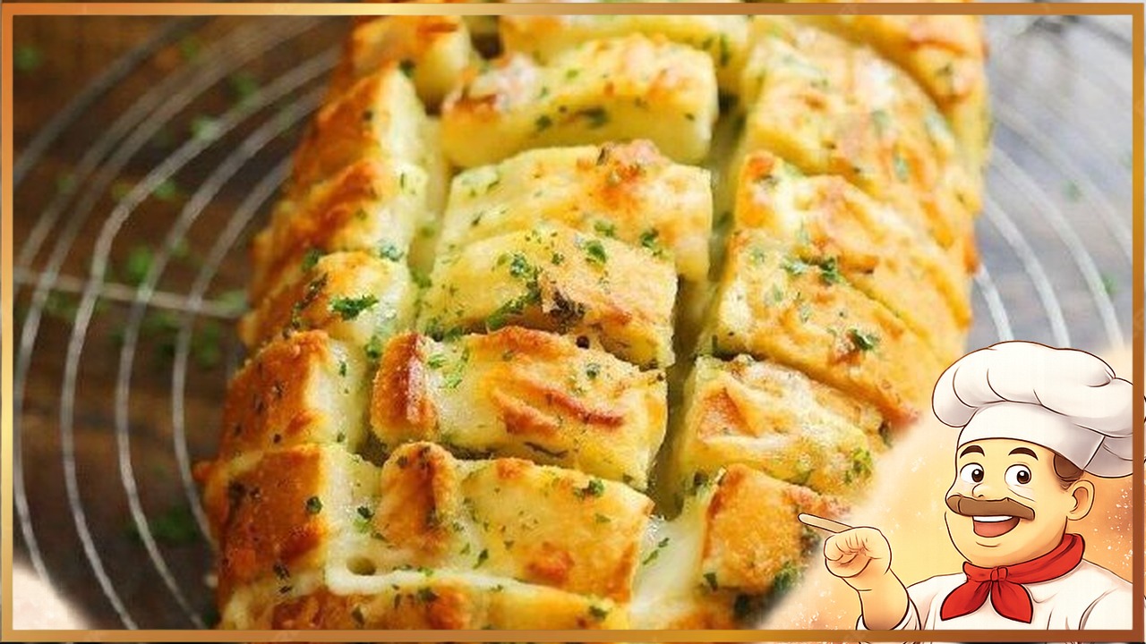 Запеченный батон с сыром и чесноком