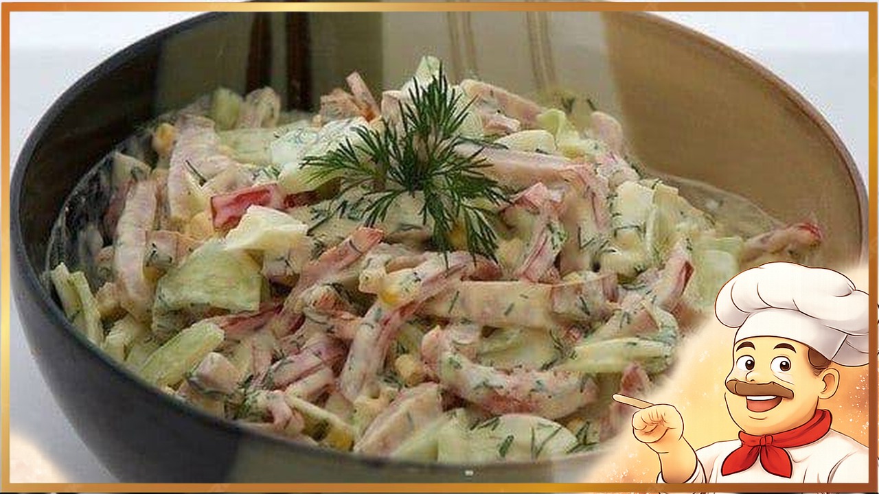 Салат с яйцом и ветчиной