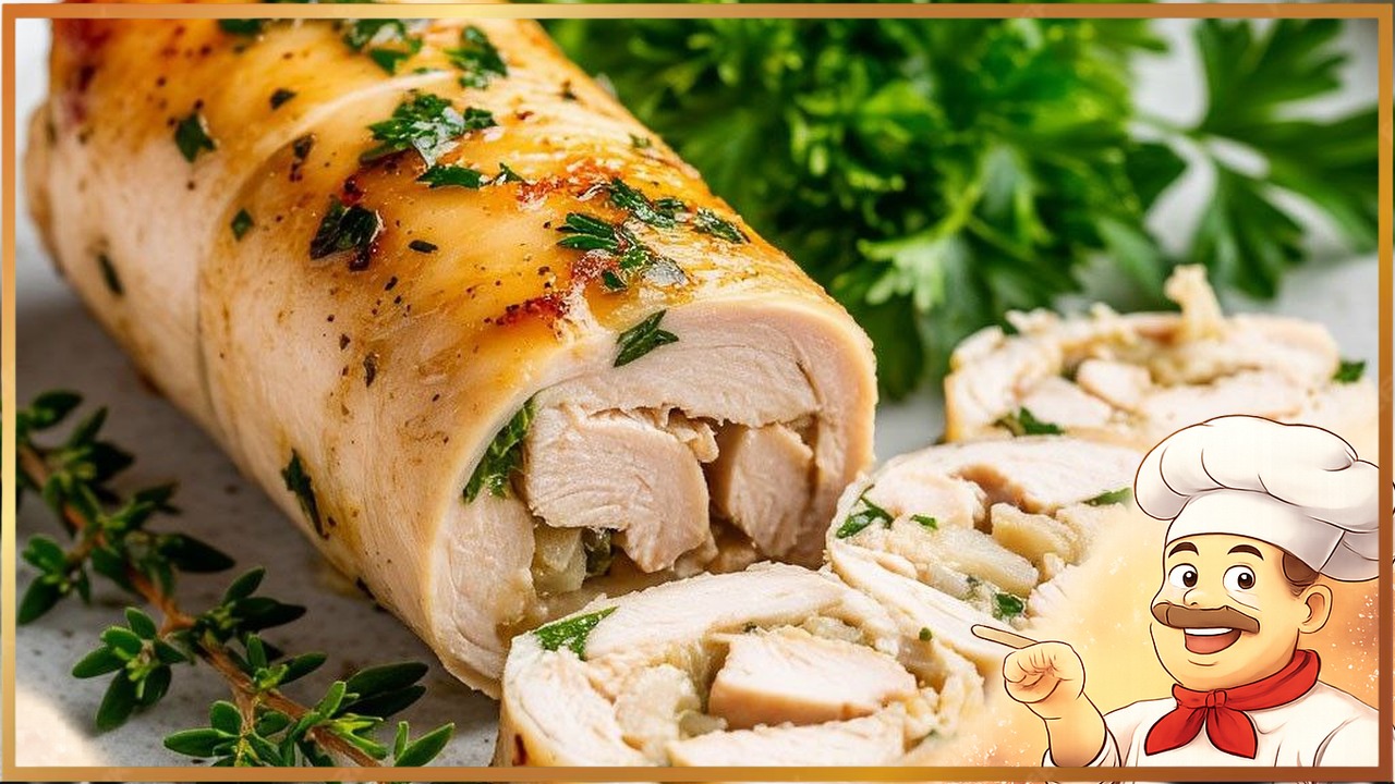 Куриный рулет с зеленью