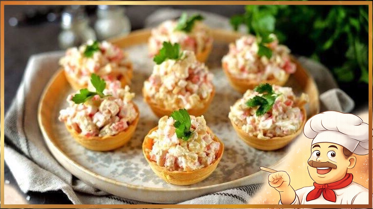 Тарталетки с крабовым салатом