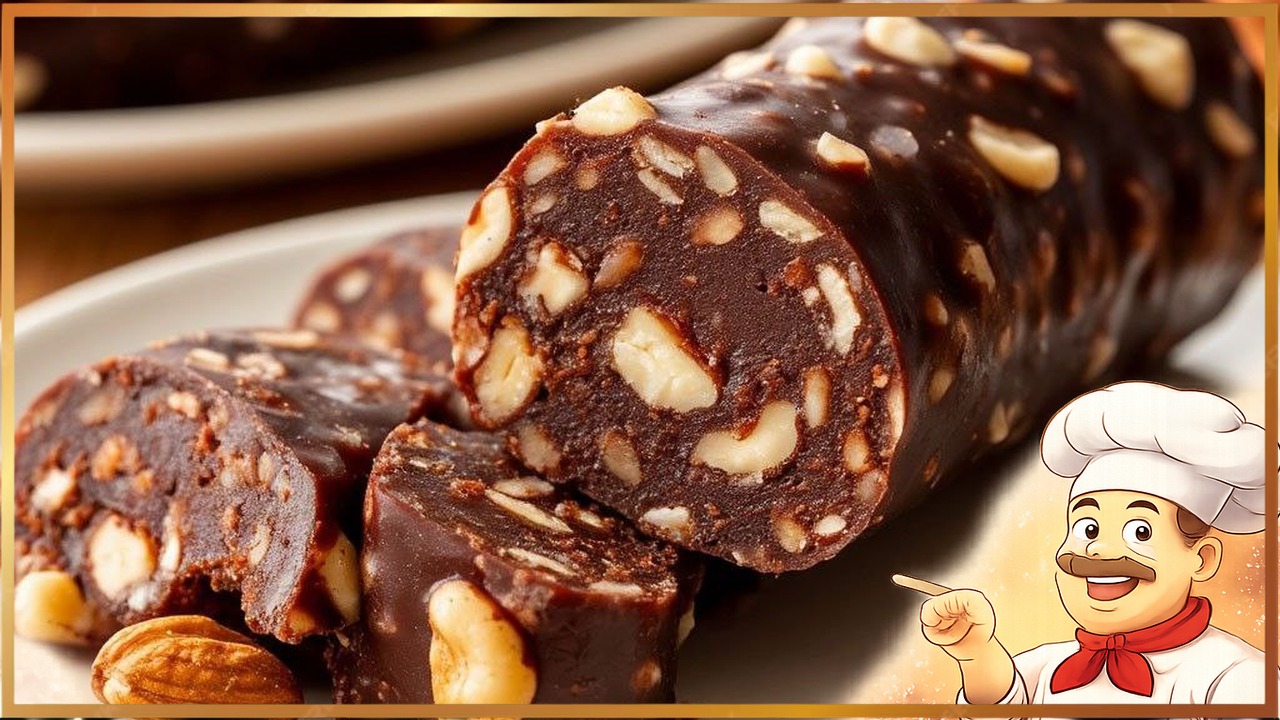 Шоколадная колбаса с орехами