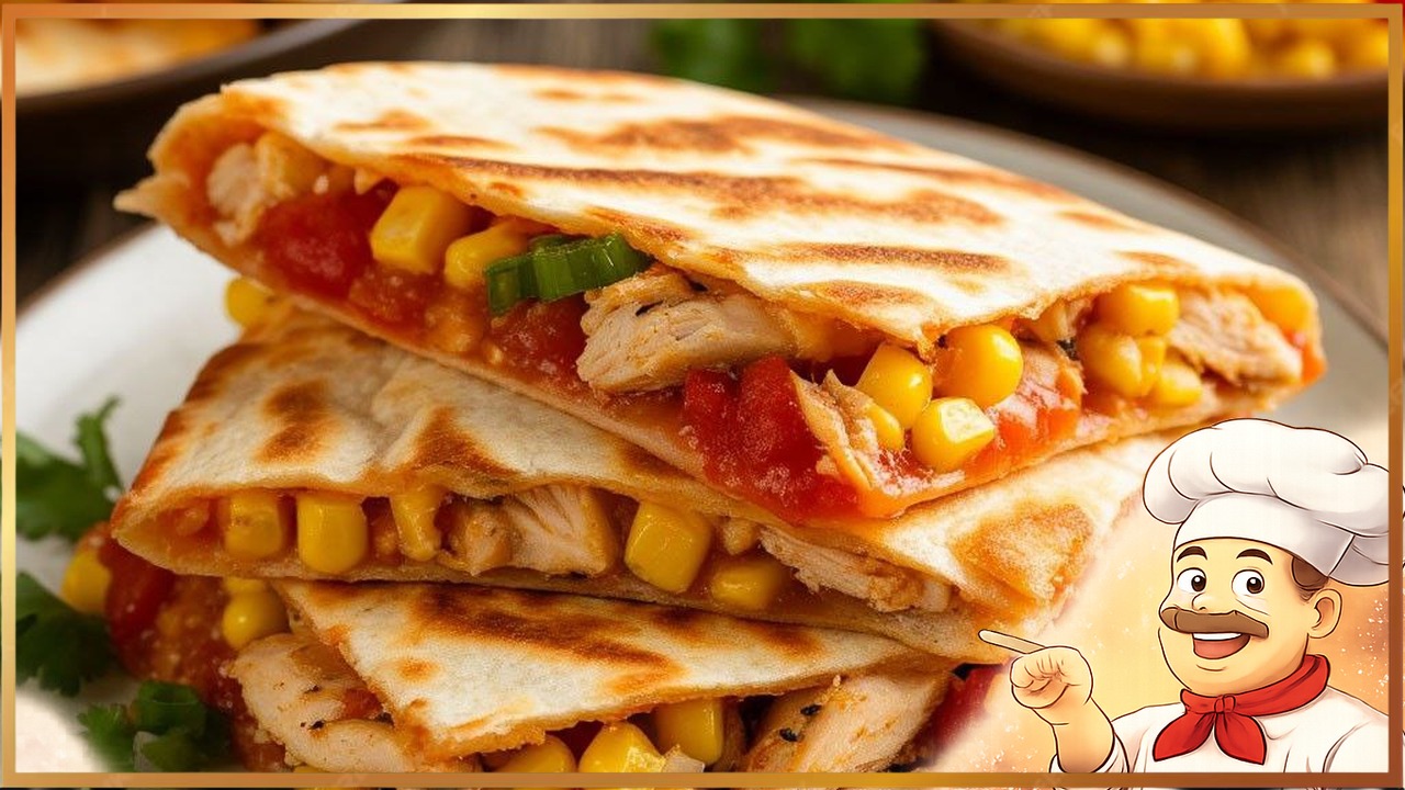 Кесадилья с курицей, кукурузой и томатной сальсой