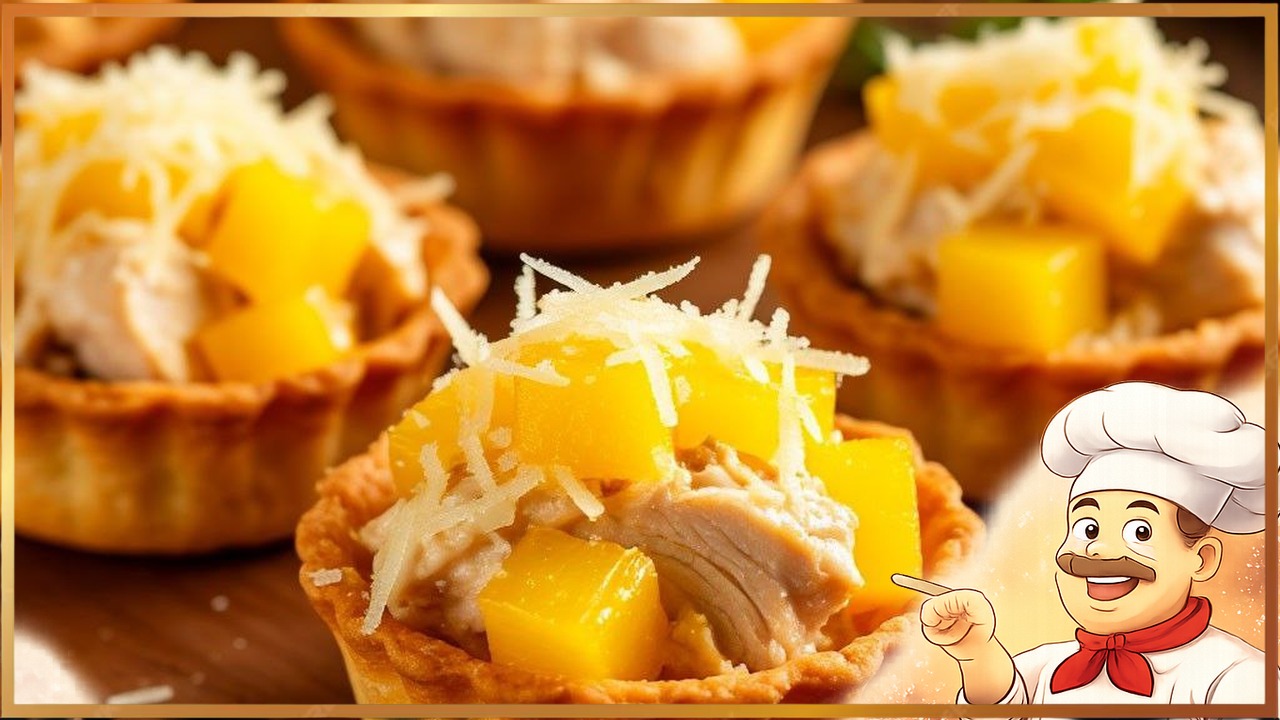 Закуска с курицей в тарталетках