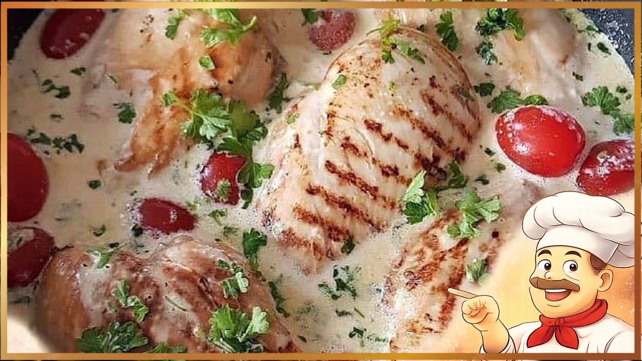Куриная грудка в сливочном соусе с чесноком и петрушкой