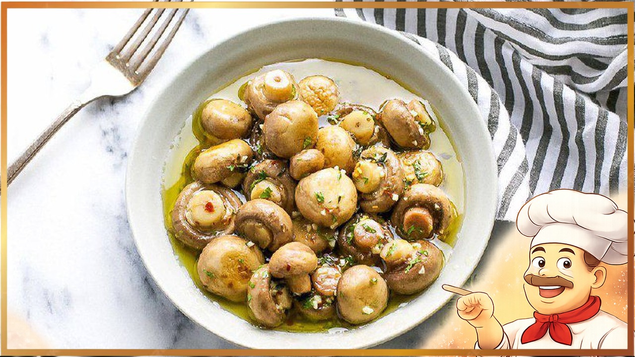 Шампиньоны маринованные с чесноком и перцем