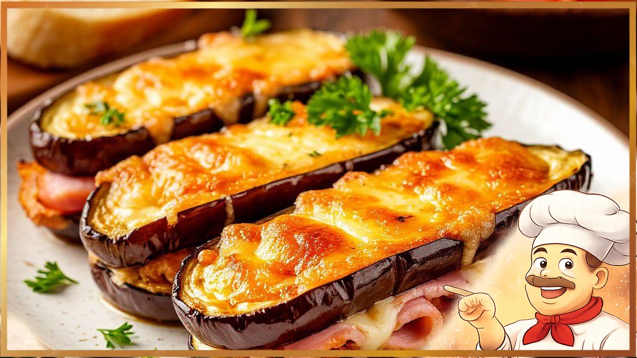 Бутерброды из баклажанов с ветчиной и сыром