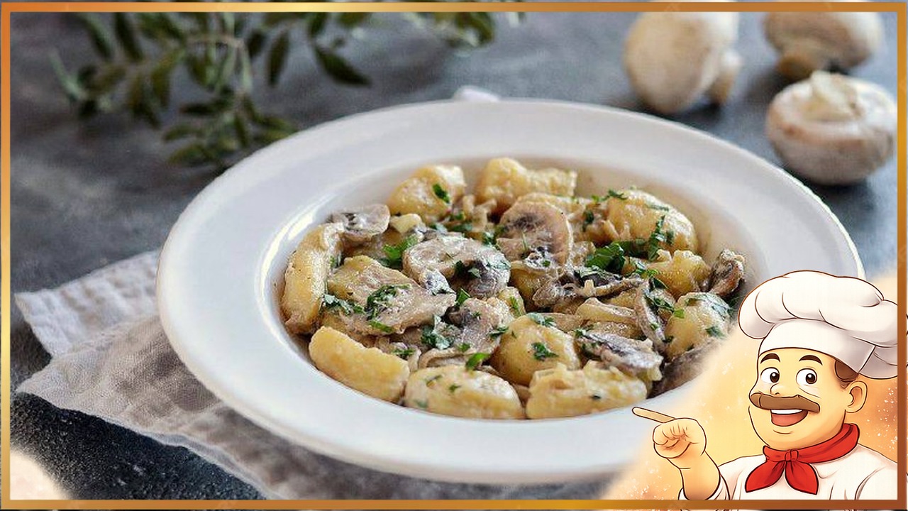 Ньокки с шампиньонами в сливочном соусе