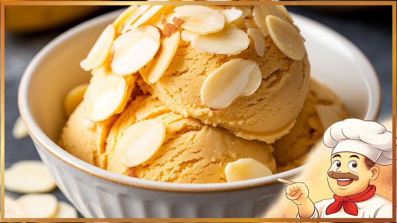 Банановое мороженое с миндальными лепестками