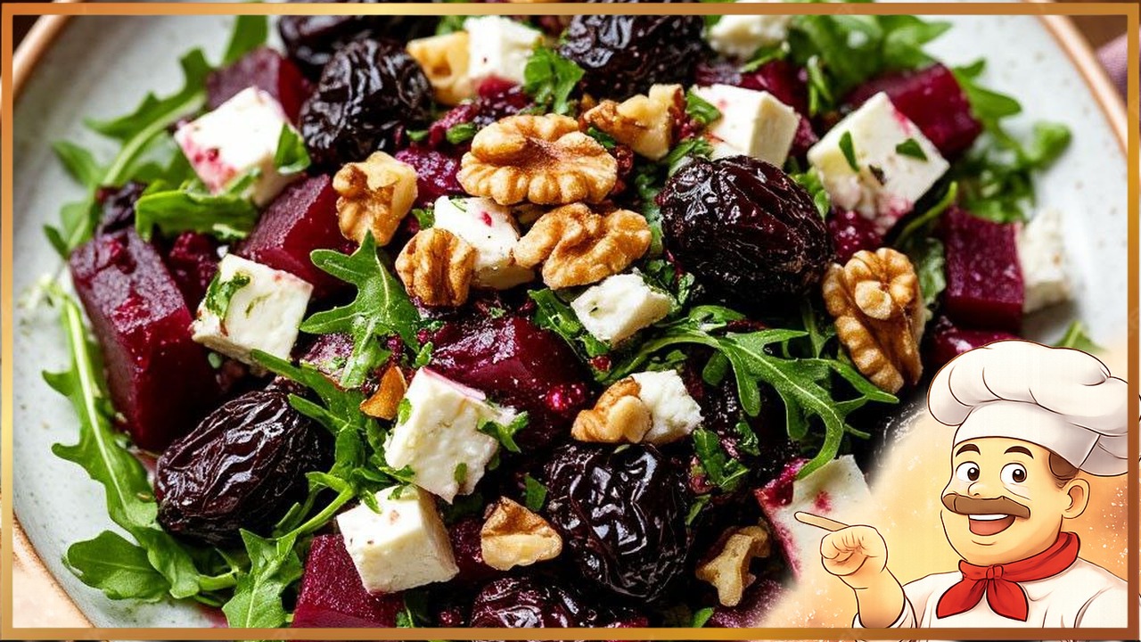 Салат с черносливом, руколой и фетой