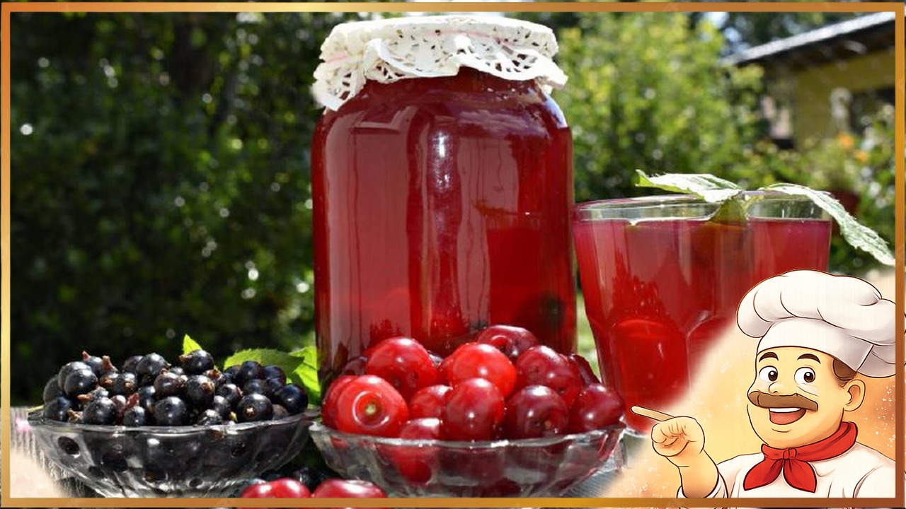 Компот из крыжовника с вишней и смородиной