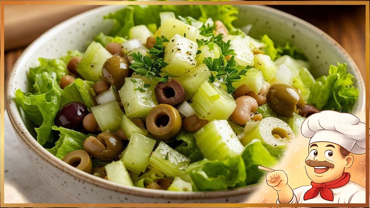 Салат с фасолью и оливками