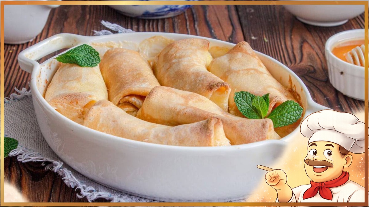 Запеченные блинчики с творогом