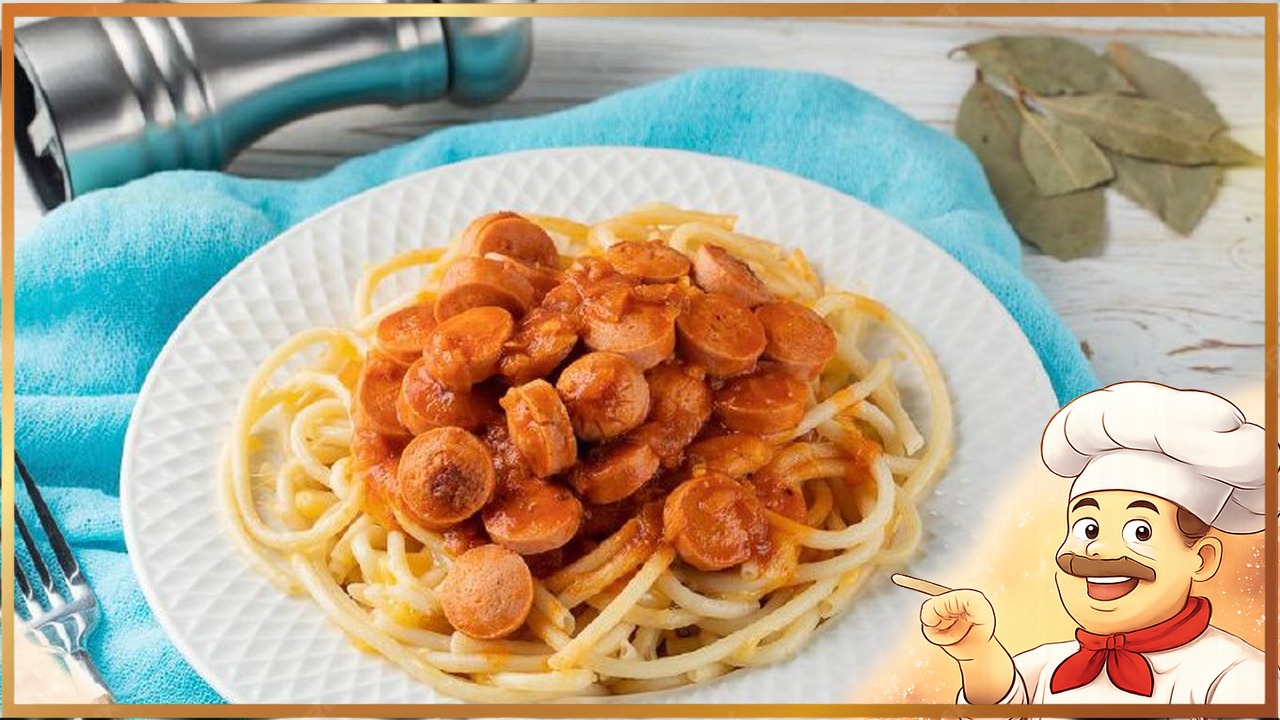 Спагетти с сосисками в томатном соусе