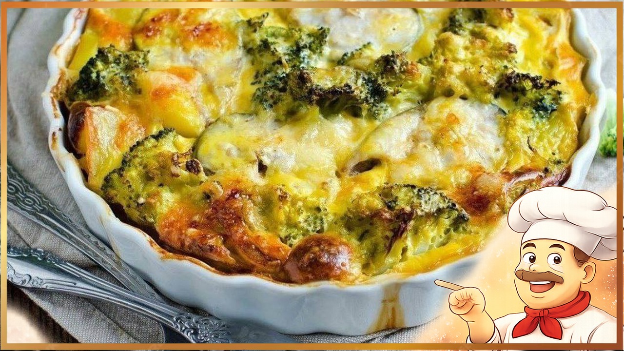 Запеканка с куриной грудкой и брокколи