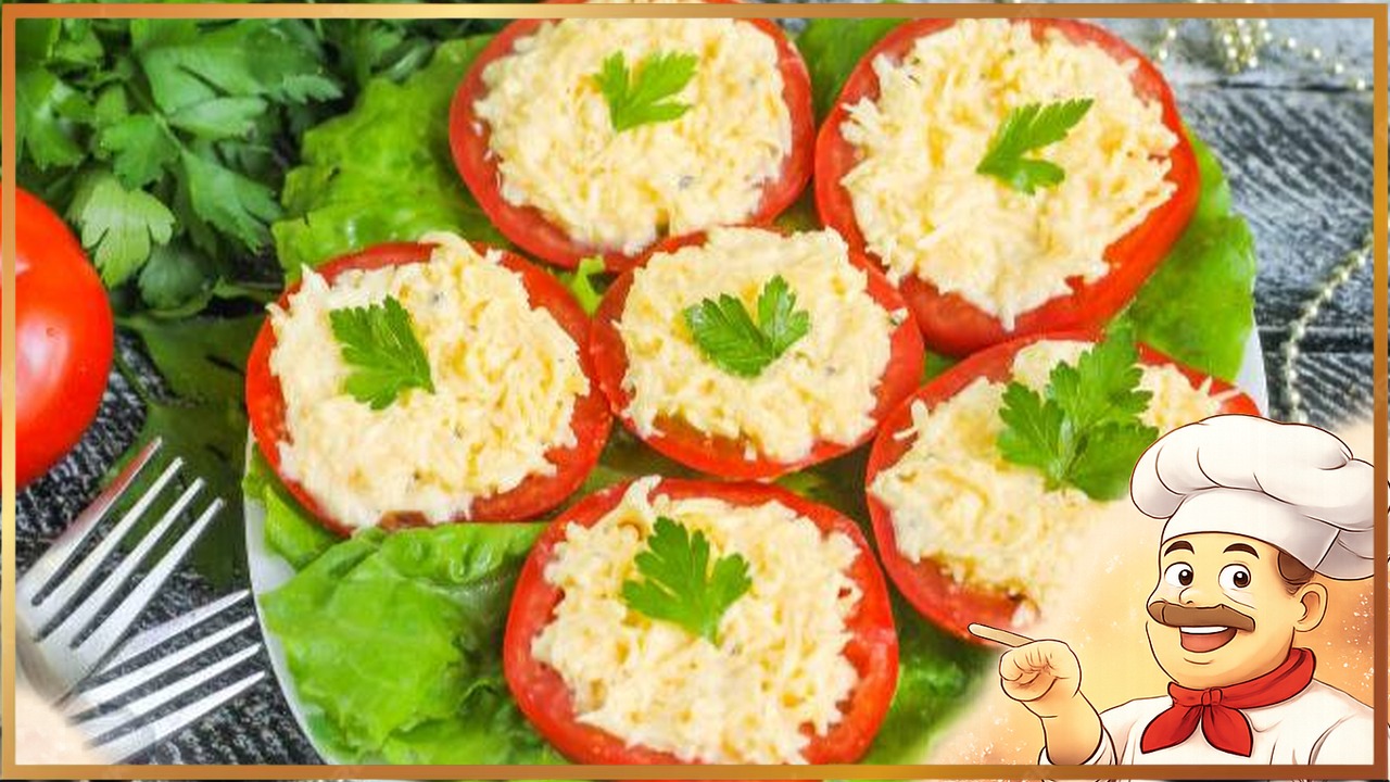 Помидоры с сыром и чесноком